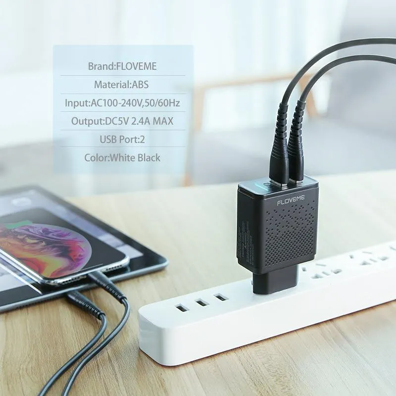 FLOVEME Dual USB Ladegerät für iPhone X 7 8 iPad 5V 2.4A Schnelle Lade Wand Telefon Ladegerät für Xiaomi Huawei Mate 20 Pro EU Adapter