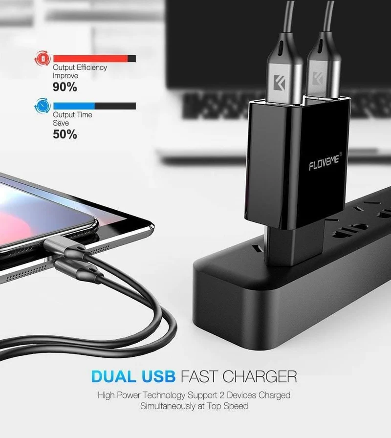 FLOVEME USB Ladegerät 2 Ports Led-anzeige Smart Handy Ladegerät Für iPhone Samsung Xiaomi Tablet Wand Reise Adapter EU stecker