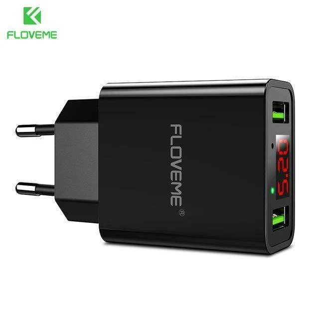 FLOVEME USB Ladegerät 2 Ports Led-anzeige Smart Handy Ladegerät Für iPhone Samsung Xiaomi Tablet Wand Reise Adapter EU stecker