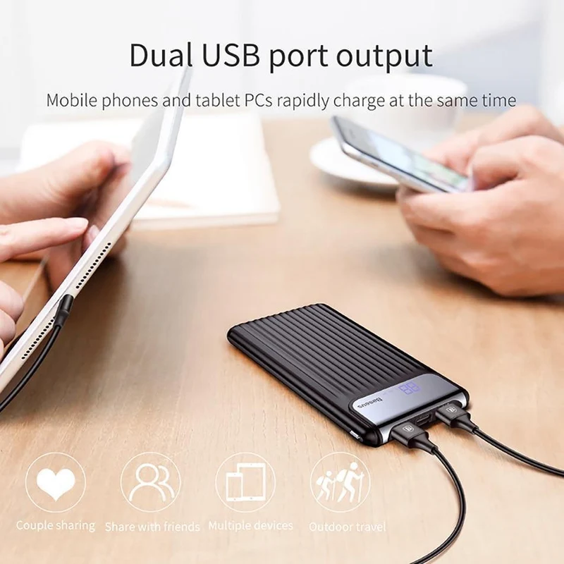 Baseus Quick Charge 3.0 10000 mAh Power Bank LCD 10000 mAh Powerbank Externes Ladegerät für Mobiltelefon Pover Poverbank