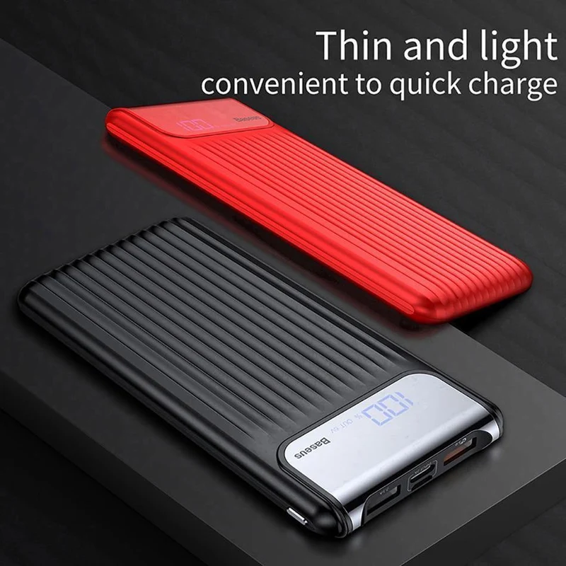 Baseus Quick Charge 3.0 10000 mAh Power Bank LCD 10000 mAh Powerbank Externes Ladegerät für Mobiltelefon Pover Poverbank