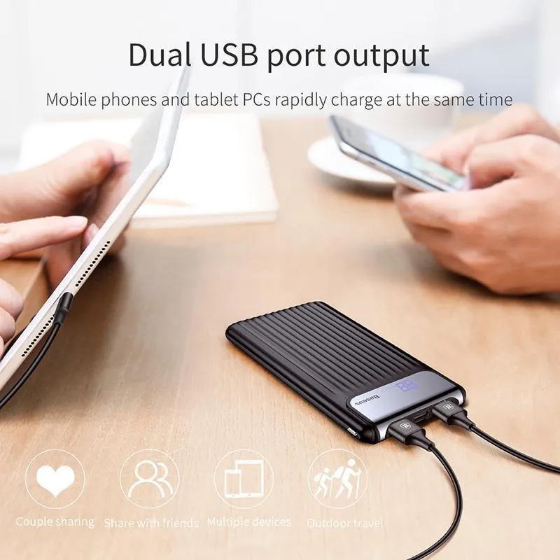 Baseus Quick Charge 3.0 10000 mAh Power Bank LCD 10000 mAh Powerbank Externes Ladegerät für Mobiltelefon Pover Poverbank
