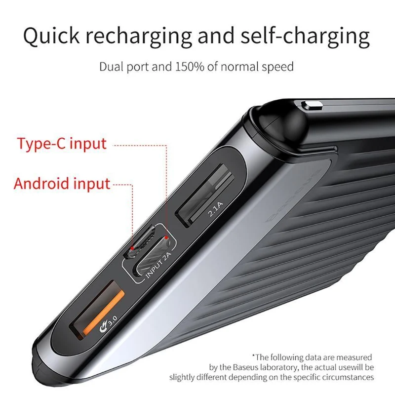 Baseus Quick Charge 3.0 10000 mAh Power Bank LCD 10000 mAh Powerbank Externes Ladegerät für Mobiltelefon Pover Poverbank