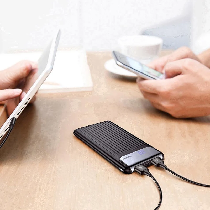 Baseus Quick Charge 3.0 10000 mAh Power Bank LCD 10000 mAh Powerbank Externes Ladegerät für Mobiltelefon Pover Poverbank