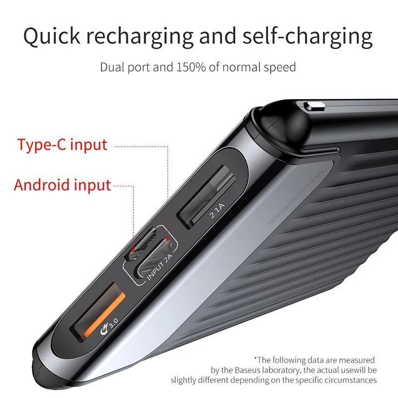 Baseus Quick Charge 3.0 10000 mAh Power Bank LCD 10000 mAh Powerbank Externes Ladegerät für Mobiltelefon Pover Poverbank