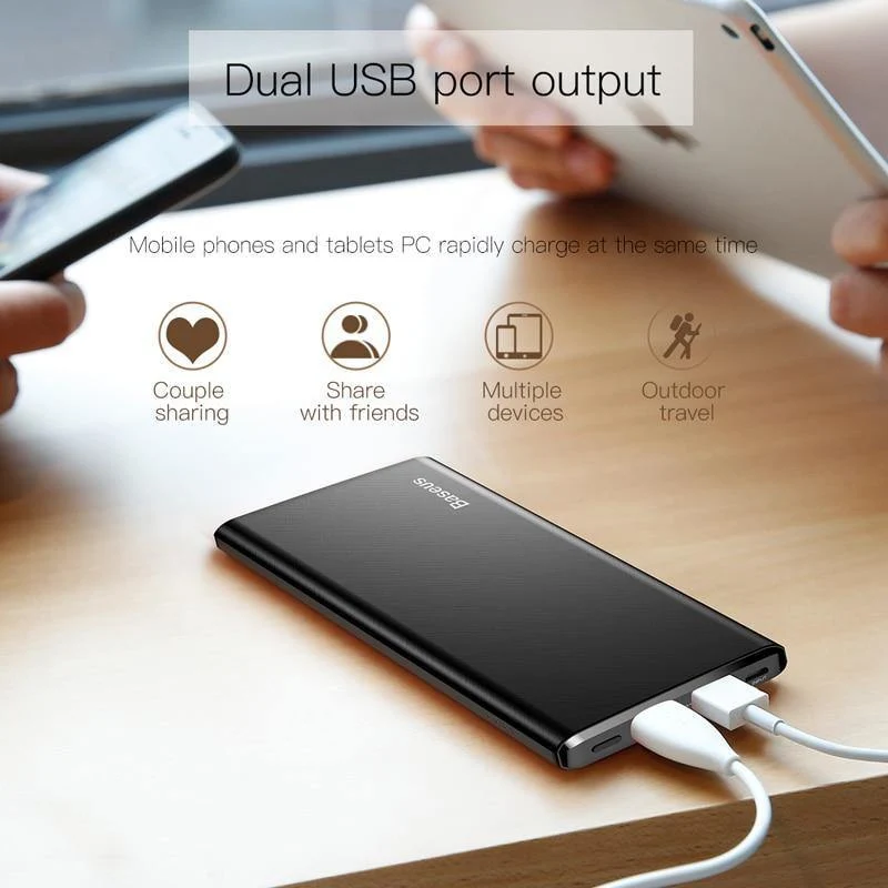 Baseus 10000mAh Power Bank Für iPhone Huawei Xiaomi OnePlus Ultra Slim Power Poverbank Handy Externes Batterieladegerät