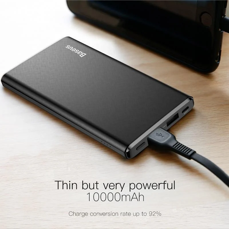 Baseus 10000mAh Power Bank Für iPhone Huawei Xiaomi OnePlus Ultra Slim Power Poverbank Handy Externes Batterieladegerät
