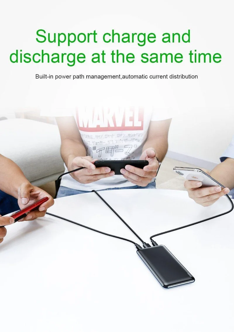 Baseus Ultra Thin Slim 10000mAh Power Bank für iPhone Xiaomi USB C PD Schnelllade-Powerbank Externes Batterieladegerät Poverbank