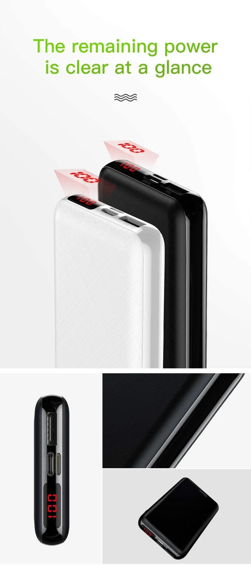 Baseus 10000 mAh Power Bank Tragbare USB C PD Lade Ladegerät 10000 mAh Powerbank Für iPhone Xiaomi Externe Batterie Poverbank