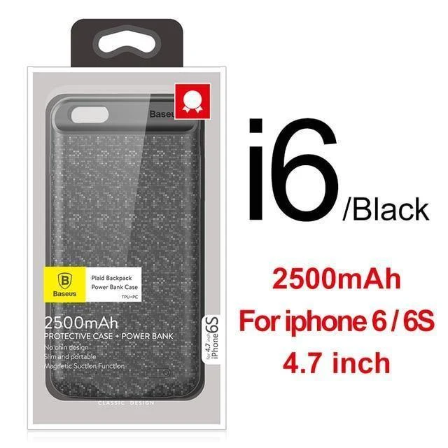 Baseus Akkuladegerätehülle für iPhone 6 6s Plus 3650 mAh Power Bank Hülle Ultra Slim Externes Pack Backup für iPhone 6plus 6splus