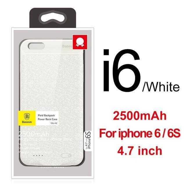 Baseus Akkuladegerätehülle für iPhone 6 6s Plus 3650 mAh Power Bank Hülle Ultra Slim Externes Pack Backup für iPhone 6plus 6splus