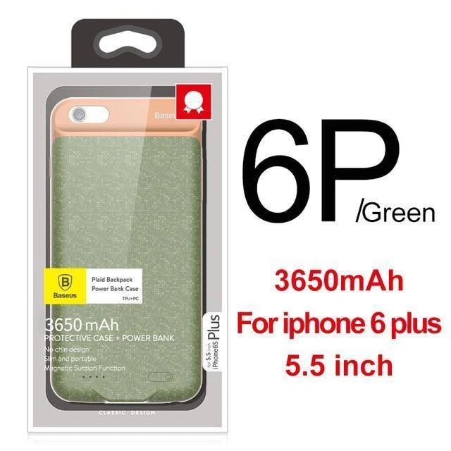 Baseus Akkuladegerätehülle für iPhone 6 6s Plus 3650 mAh Power Bank Hülle Ultra Slim Externes Pack Backup für iPhone 6plus 6splus