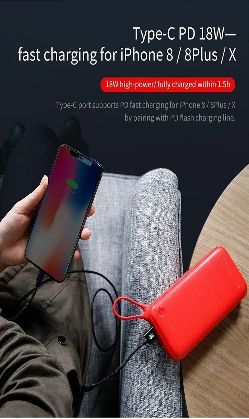 Baseus 20000mAh Schnellladung 3.0 Power Bank 20000 mAh Typ C PD Pover Poverbank Schnellladung Externes Batterieladegerät Powerbank