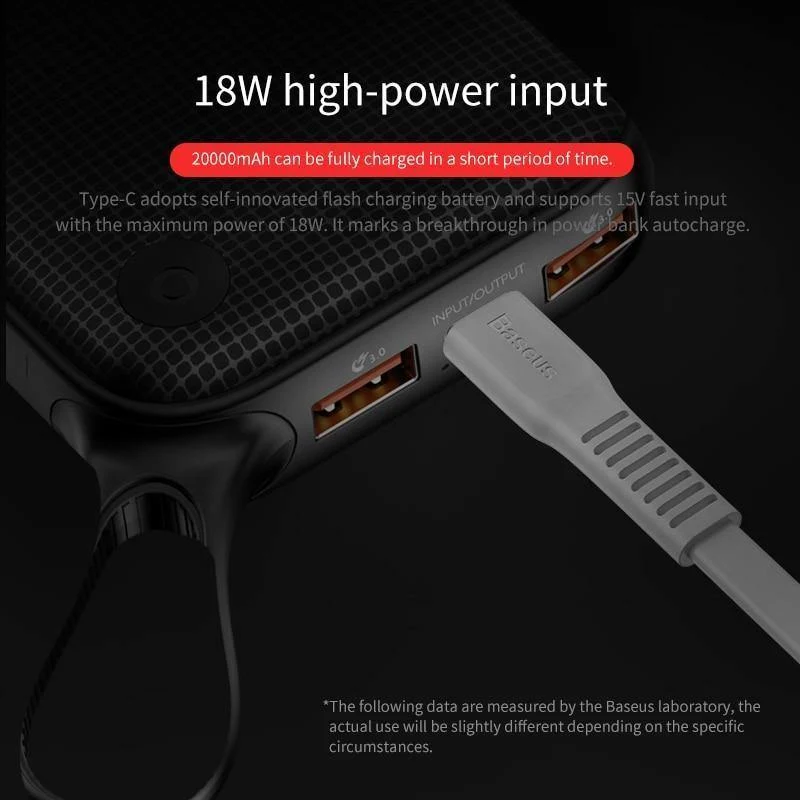 Baseus 20000mAh Schnellladung 3.0 Power Bank 20000 mAh Typ C PD Pover Poverbank Schnellladung Externes Batterieladegerät Powerbank