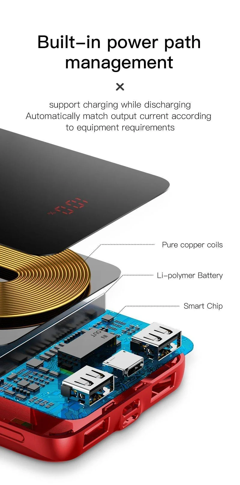 Baseus Tmall Cat Logo 10000mah Qi Wireless-Ladegerät Power Bank für iPhone Xiaomi mi Poverbank Externer Akku Wireless Powerbank