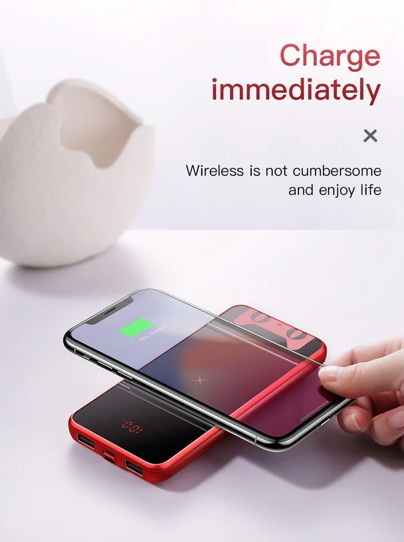 Baseus Tmall Cat Logo 10000mah Qi Wireless-Ladegerät Power Bank für iPhone Xiaomi mi Poverbank Externer Akku Wireless Powerbank