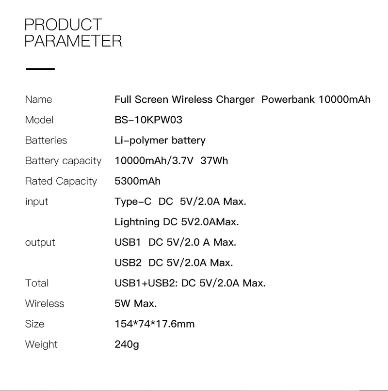Baseus Tmall Cat Logo 10000mah Qi Wireless-Ladegerät Power Bank für iPhone Xiaomi mi Poverbank Externer Akku Wireless Powerbank
