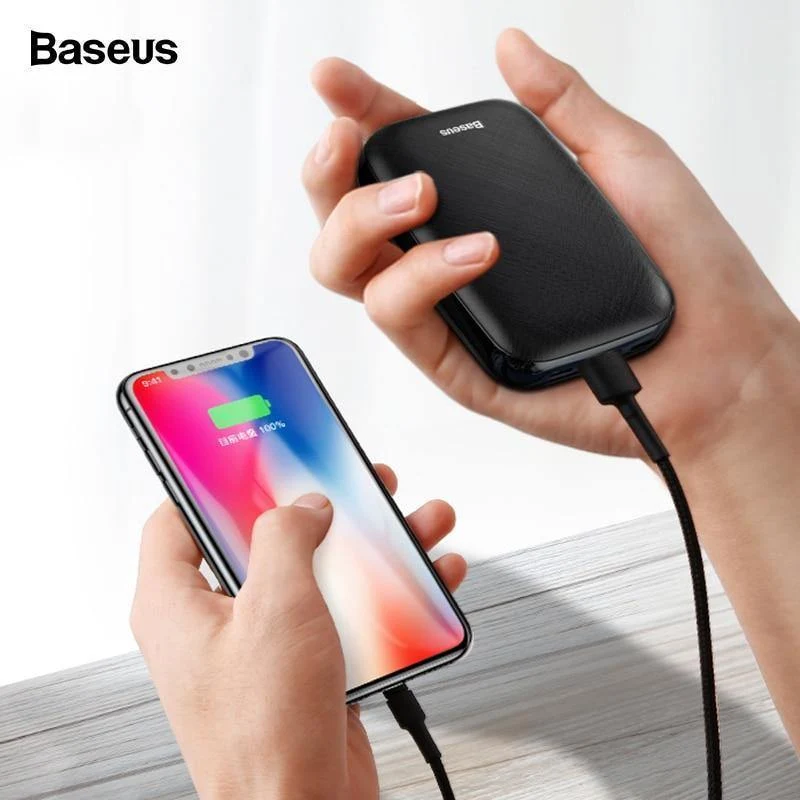 Baseus 10000mAh Power Bank Für iPhone Samsung Mini Tragbare Poverbank USB Ladegerät Handy Externe Batterie Pack Powerbank