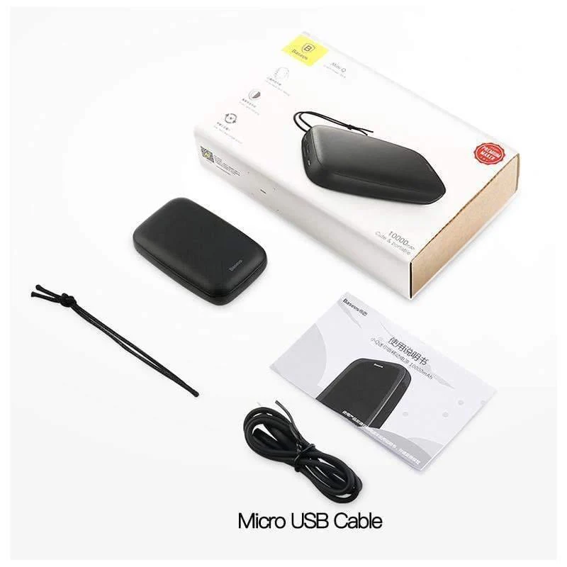 Baseus 10000mAh Power Bank Für iPhone Samsung Mini Tragbare Poverbank USB Ladegerät Handy Externe Batterie Pack Powerbank