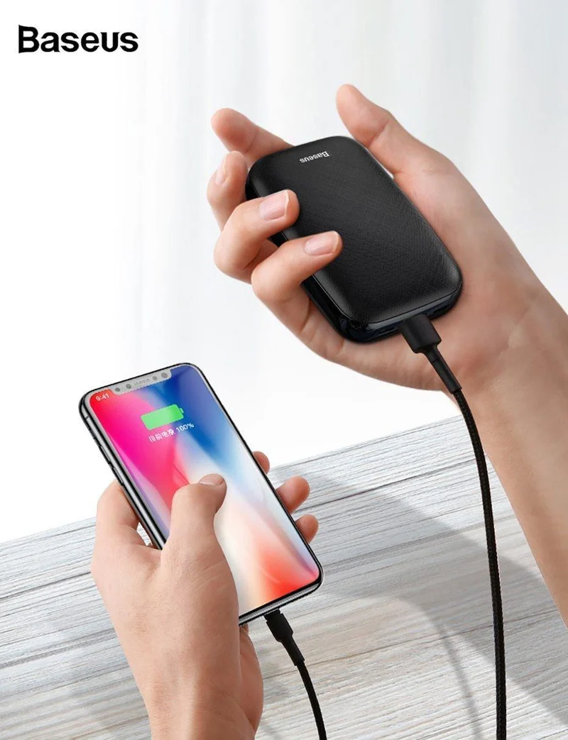 Baseus 10000mAh Power Bank Für iPhone Samsung Mini Tragbare Poverbank USB Ladegerät Handy Externe Batterie Pack Powerbank