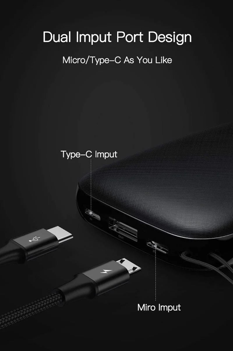 Baseus 10000mAh Power Bank Für iPhone Samsung Mini Tragbare Poverbank USB Ladegerät Handy Externe Batterie Pack Powerbank
