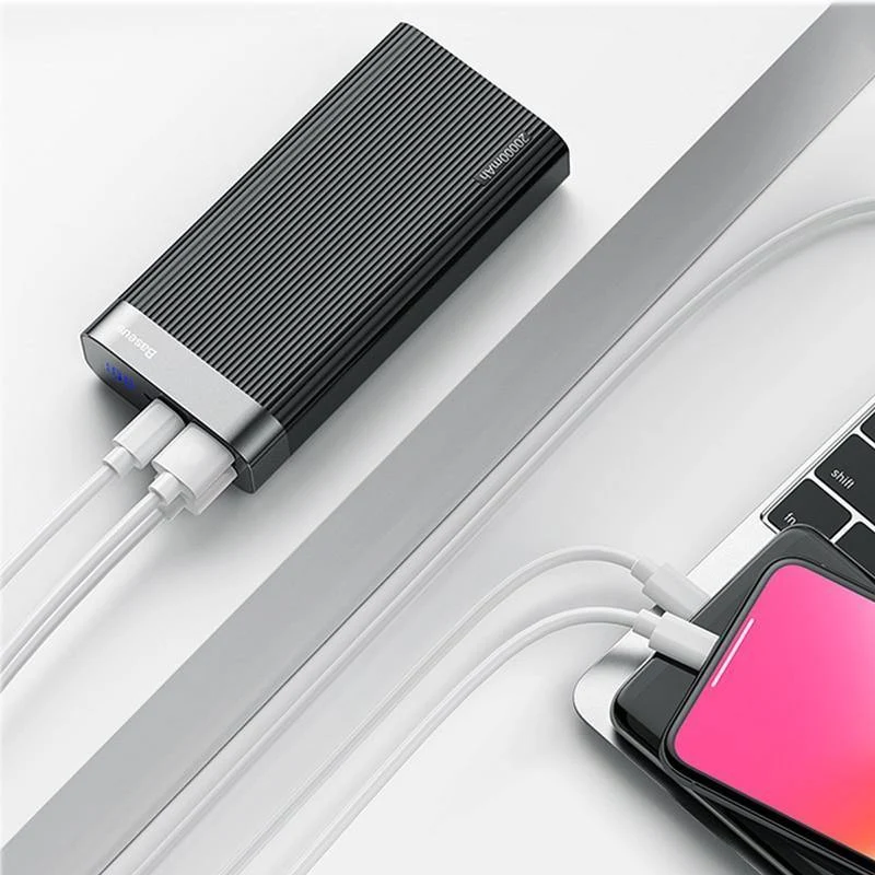 Baseus 20000 mAh Quick Charge 3.0 Power Bank LED-Display Dual USB Typ C PD Schnellladung Externer Akku Ladegerät Powerbank