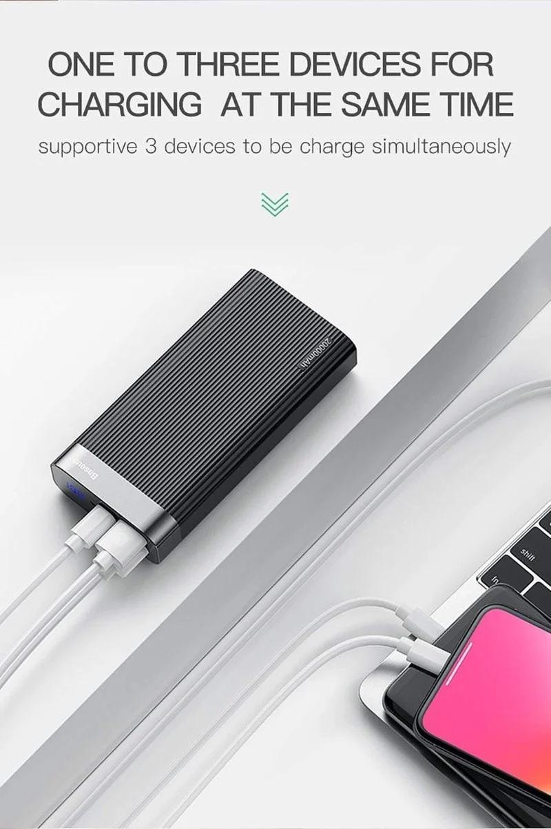 Baseus 20000 mAh Quick Charge 3.0 Power Bank LED-Display Dual USB Typ C PD Schnellladung Externer Akku Ladegerät Powerbank