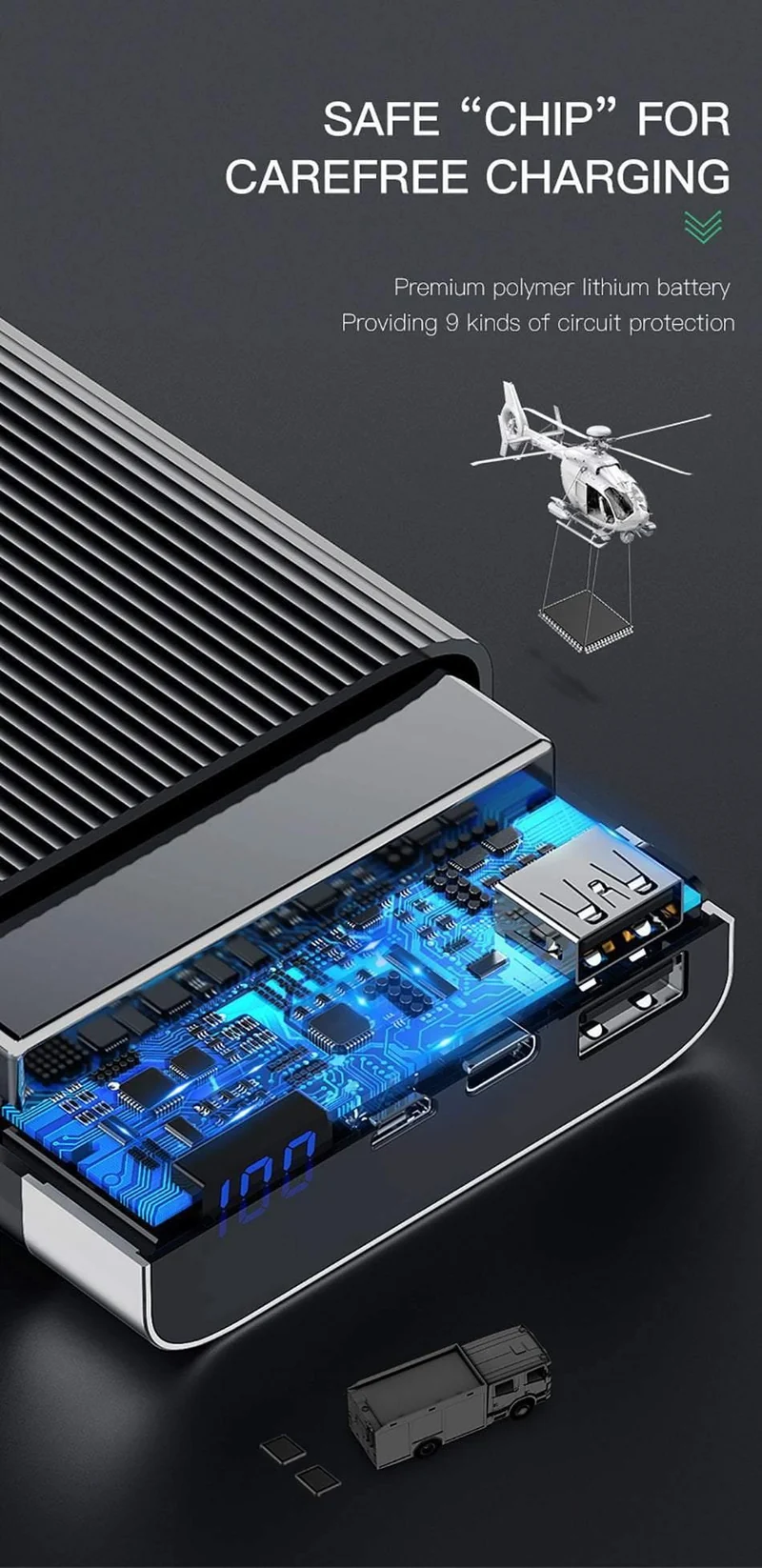 Baseus 20000 mAh Quick Charge 3.0 Power Bank LED-Display Dual USB Typ C PD Schnellladung Externer Akku Ladegerät Powerbank