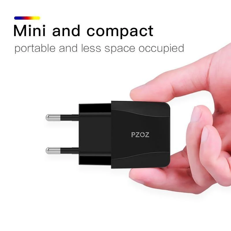 PZOZ USB-Ladegerät 2a Schnelllade-Reiseadapter mit EU-Stecker Tragbares Wandladegerät Handykabel Dual-USB-Ladegerät mit US-Stecker