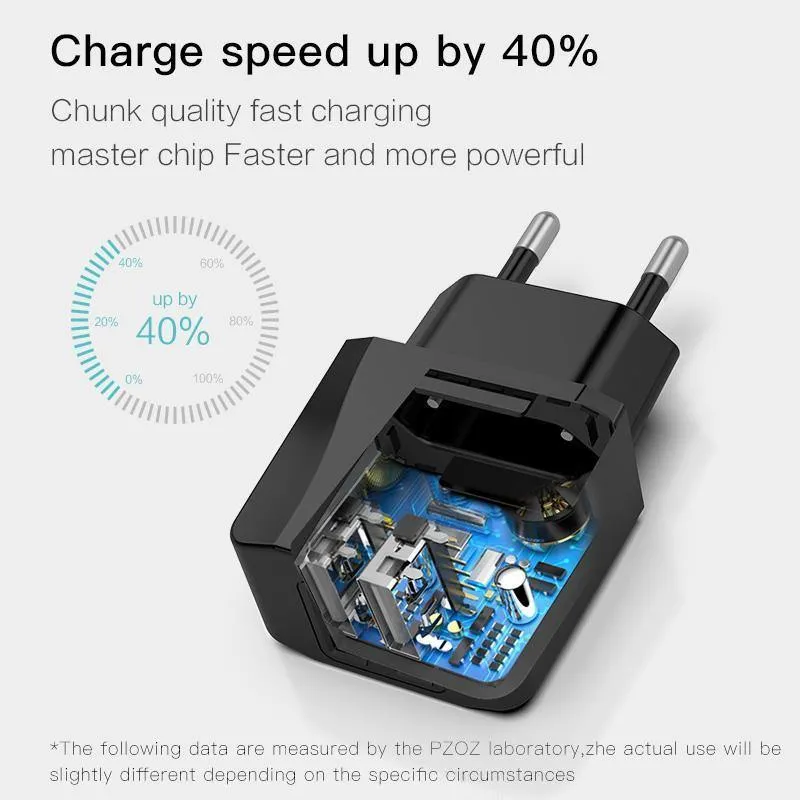 PZOZ USB-Ladegerät 2a Schnelllade-Reiseadapter mit EU-Stecker Tragbares Wandladegerät Handykabel Dual-USB-Ladegerät mit US-Stecker
