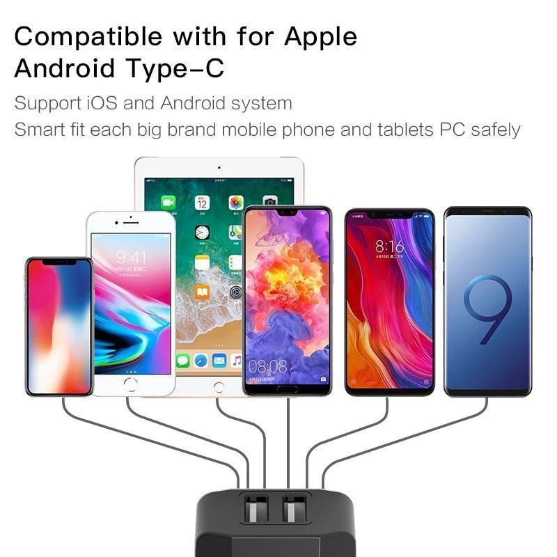 PZOZ USB-Ladegerät 2a Schnelllade-Reiseadapter mit EU-Stecker Tragbares Wandladegerät Handykabel Dual-USB-Ladegerät mit US-Stecker