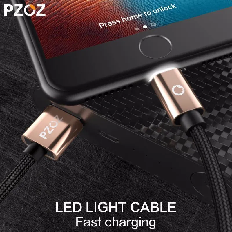 PZOZ LED-Lichtkabel Schnellladegerät Handy 8 Pin USB-Kabel für iPhone Xs Max Xr 6 s Plus X 8 7 5 SE 6s iPad Ladekabel 2m