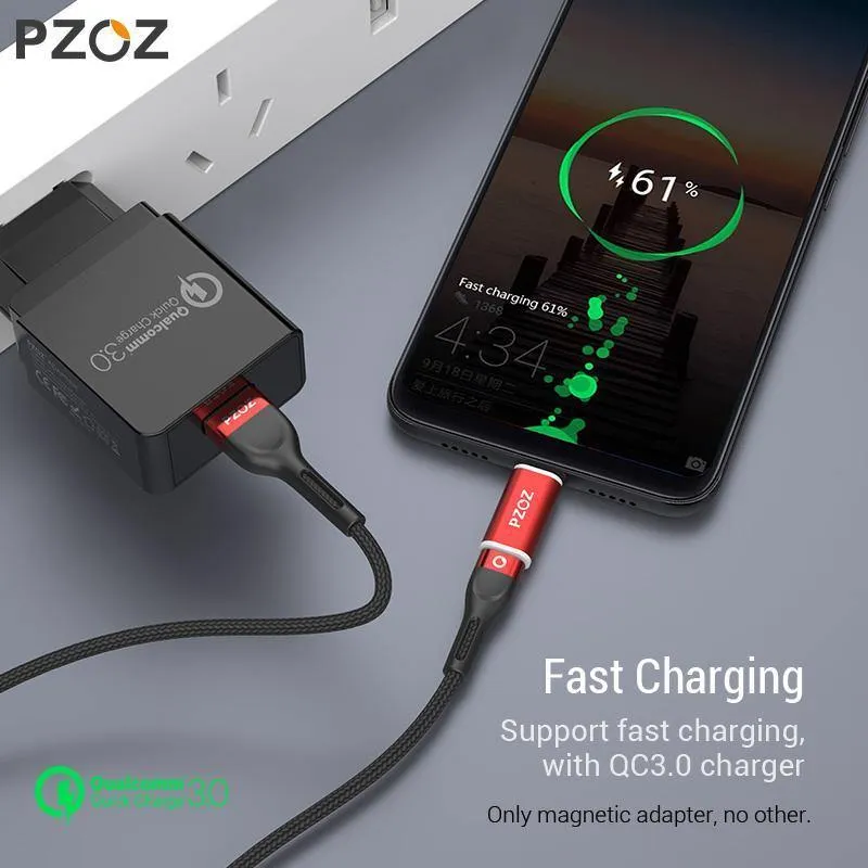 PZOZ Magnetisches Adapterkabel Micro USB Adapter Schnellladetelefon MicroUSB Typ C Magnet Ladegerät USB C Für iPhone Xiaomi Typ C