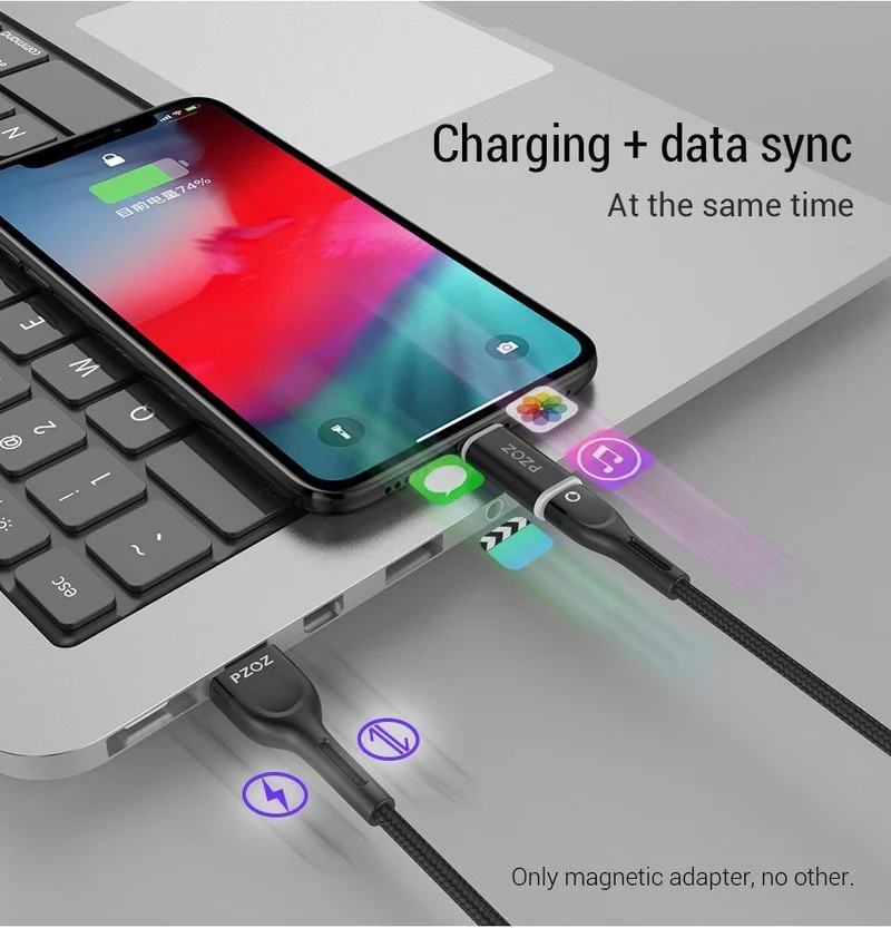 PZOZ Magnetisches Adapterkabel Micro USB Adapter Schnellladetelefon MicroUSB Typ C Magnet Ladegerät USB C Für iPhone Xiaomi Typ C