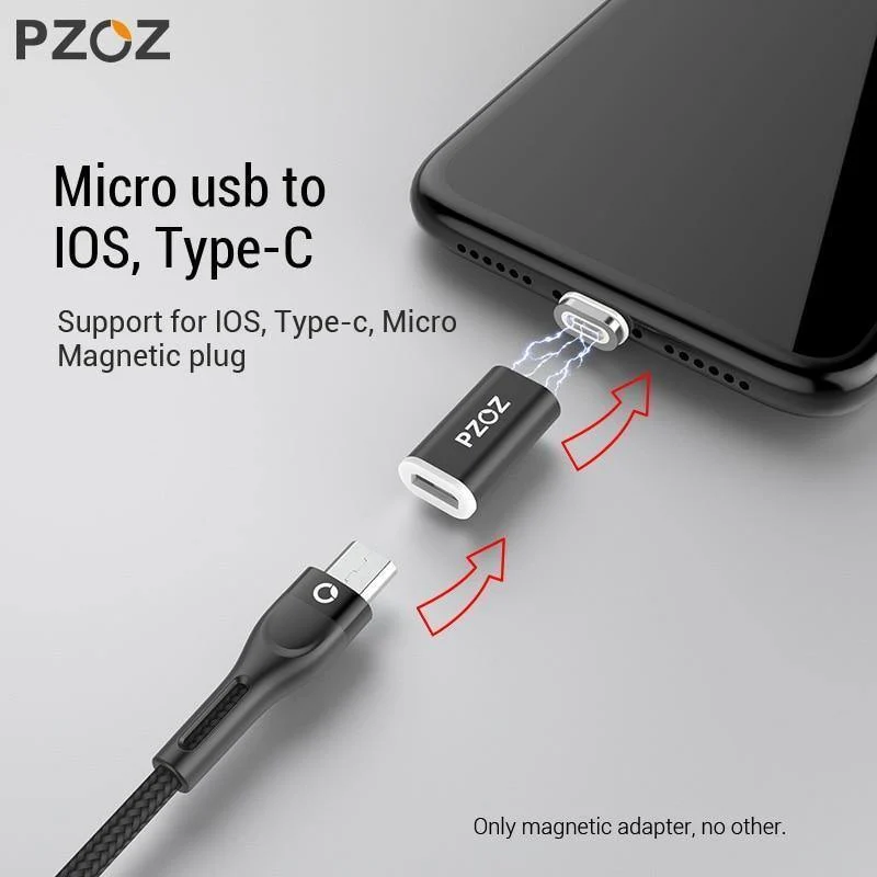 PZOZ Magnetisches Adapterkabel Micro USB Adapter Schnellladetelefon MicroUSB Typ C Magnet Ladegerät USB C Für iPhone Xiaomi Typ C