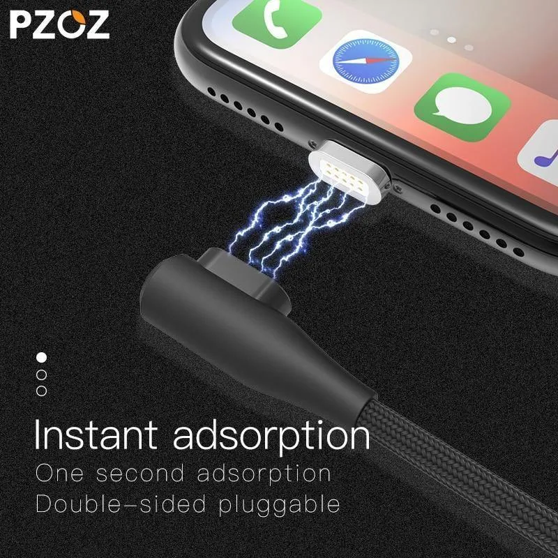 PZOZ 90-Grad-USB-C-Magnetkabel, schnelles Aufladen für Samsung HUAWEI Xiaoimi-Telefon, Typ-C-Magnetkabel, Datenkabel, Ladegerätadapter