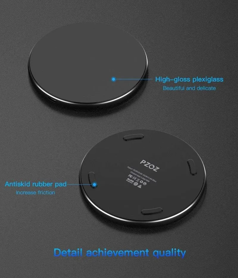 PZOZ Qi Wireless-Ladegerät USB-Ladegerät Schnelllade-Telefonadapter für iPhone X 8 Plus Xs Samsung S9 S8 Note 9 8 Xiaomi Mi Mix 2s