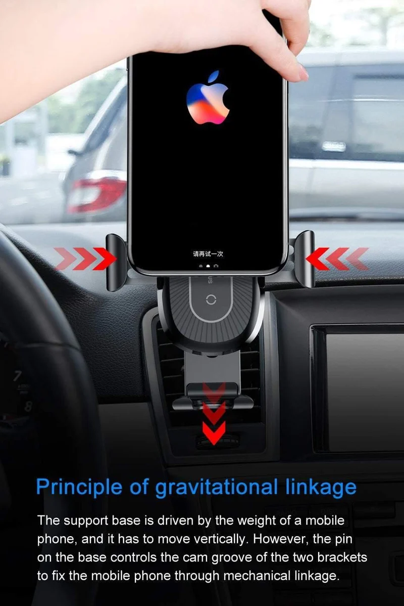 Baseus Qi Wireless Charger Autotelefonhalter für iPhone XS Halterung Schnelles kabelloses Laden für Auto-Handyhalterständer