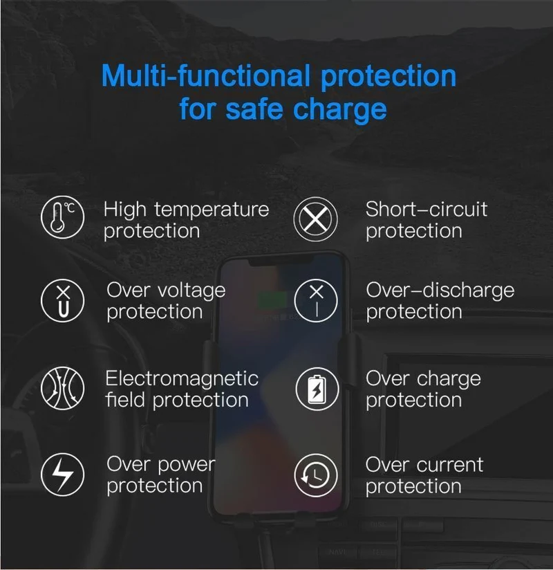 Baseus Qi Wireless Charger Autotelefonhalter für iPhone XS Halterung Schnelles kabelloses Laden für Auto-Handyhalterständer