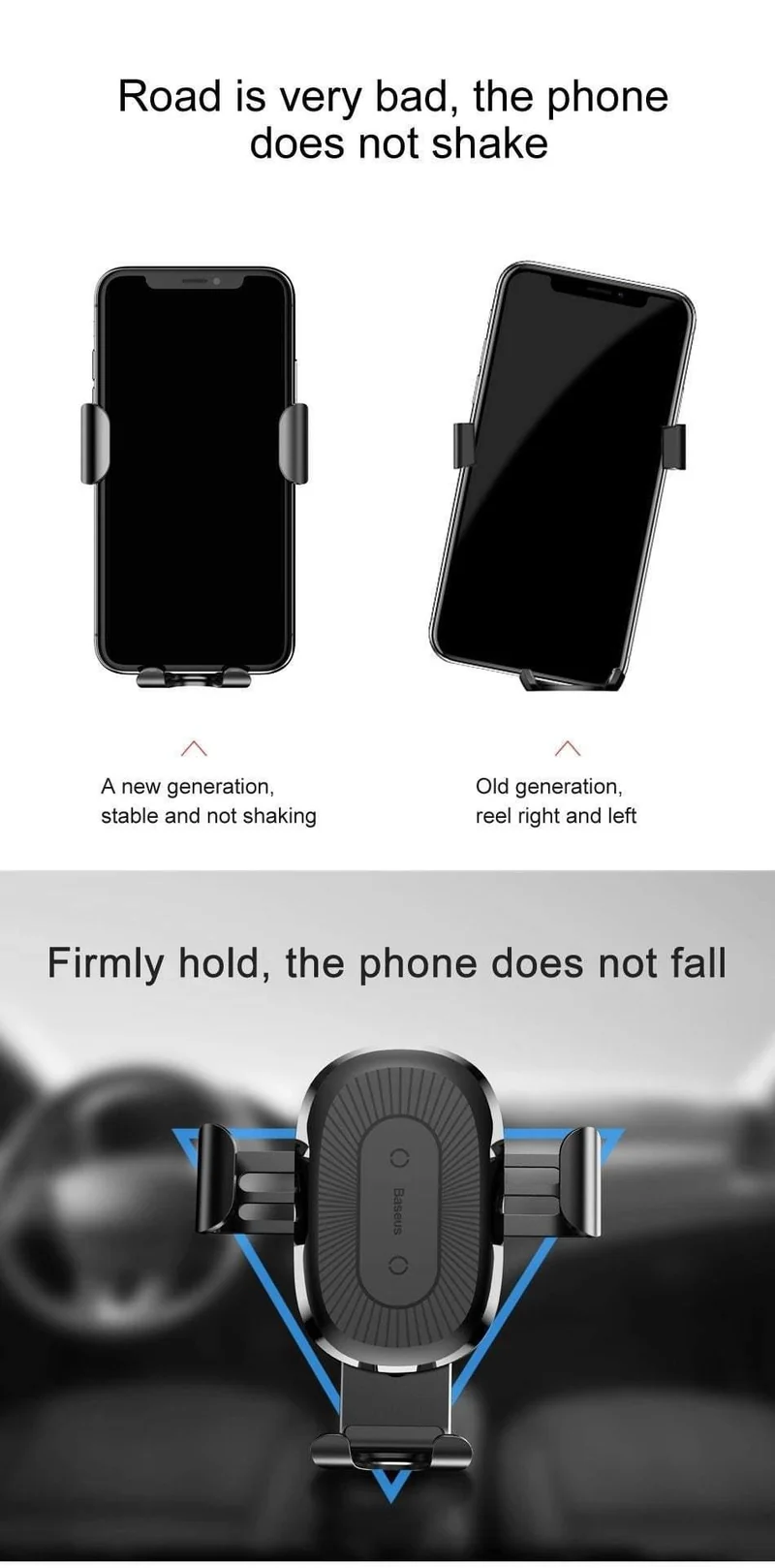 Baseus Qi Wireless Charger Autotelefonhalter für iPhone XS Halterung Schnelles kabelloses Laden für Auto-Handyhalterständer