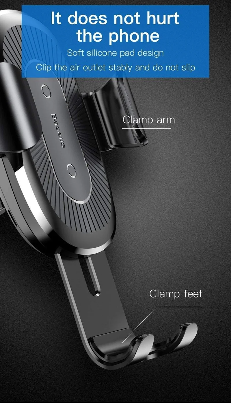 Baseus Qi Wireless Charger Autotelefonhalter für iPhone XS Halterung Schnelles kabelloses Laden für Auto-Handyhalterständer