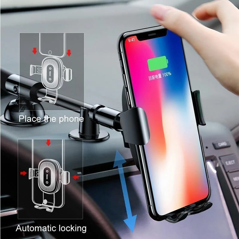 Baseus Qi Wireless Charger Autotelefonhalter für iPhone XS Halterung Schnelles kabelloses Laden für Auto-Handyhalterständer