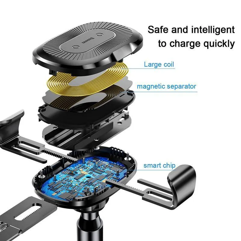 Baseus Qi Wireless Charger Autotelefonhalter für iPhone XS Halterung Schnelles kabelloses Laden für Auto-Handyhalterständer