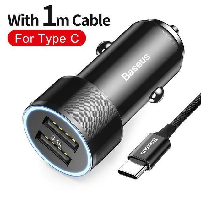 Baseus 3.4A Autoladegerät für iPhone Samsung Xiaomi Dual USB Handyladegerät für Auto Tablet Reiseadapter Autotelefonladegerät