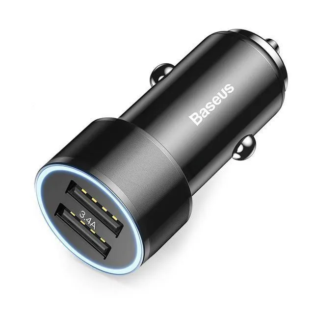 Baseus 3.4A Autoladegerät für iPhone Samsung Xiaomi Dual USB Handyladegerät für Auto Tablet Reiseadapter Autotelefonladegerät