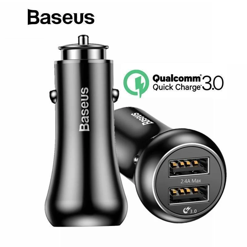 Baseus Quick Charge 3.0 Autoladegerät für iPhone Samsung Xiaomi Schnellladegerät QC3.0 Schnelllade-Dual-USB-Handyladegerät