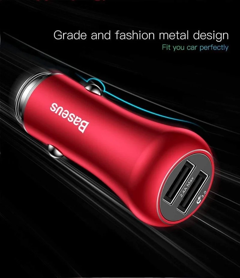 Baseus Quick Charge 3.0 Autoladegerät für iPhone Samsung Xiaomi Schnellladegerät QC3.0 Schnelllade-Dual-USB-Handyladegerät