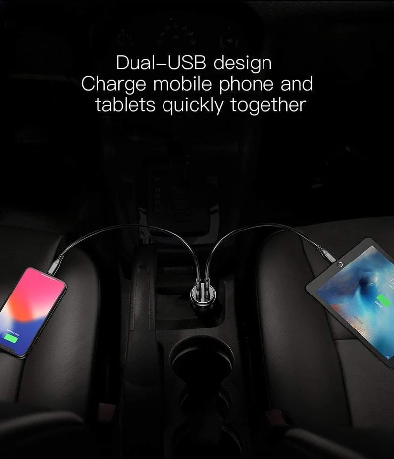 Baseus Quick Charge 3.0 Autoladegerät für iPhone Samsung Xiaomi Schnellladegerät QC3.0 Schnelllade-Dual-USB-Handyladegerät