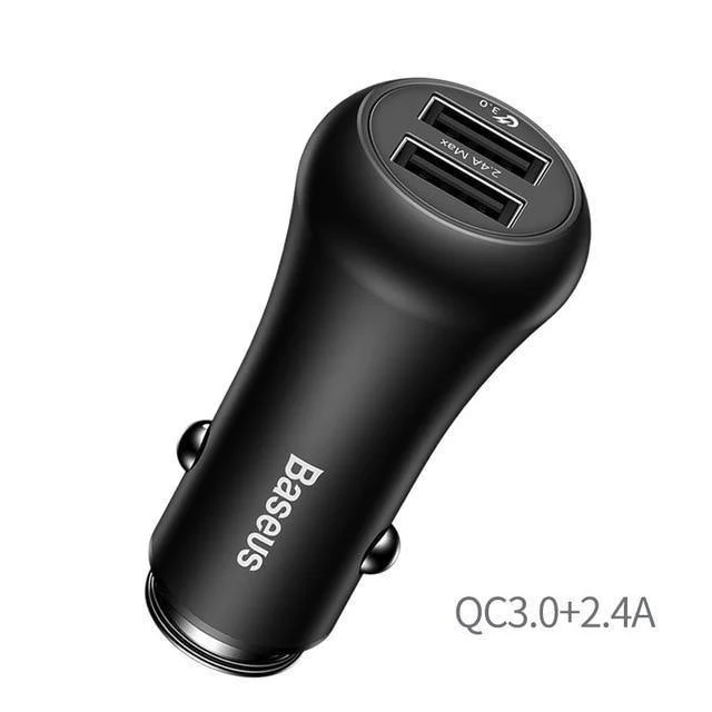 Baseus Quick Charge 3.0 Autoladegerät für iPhone Samsung Xiaomi Schnellladegerät QC3.0 Schnelllade-Dual-USB-Handyladegerät
