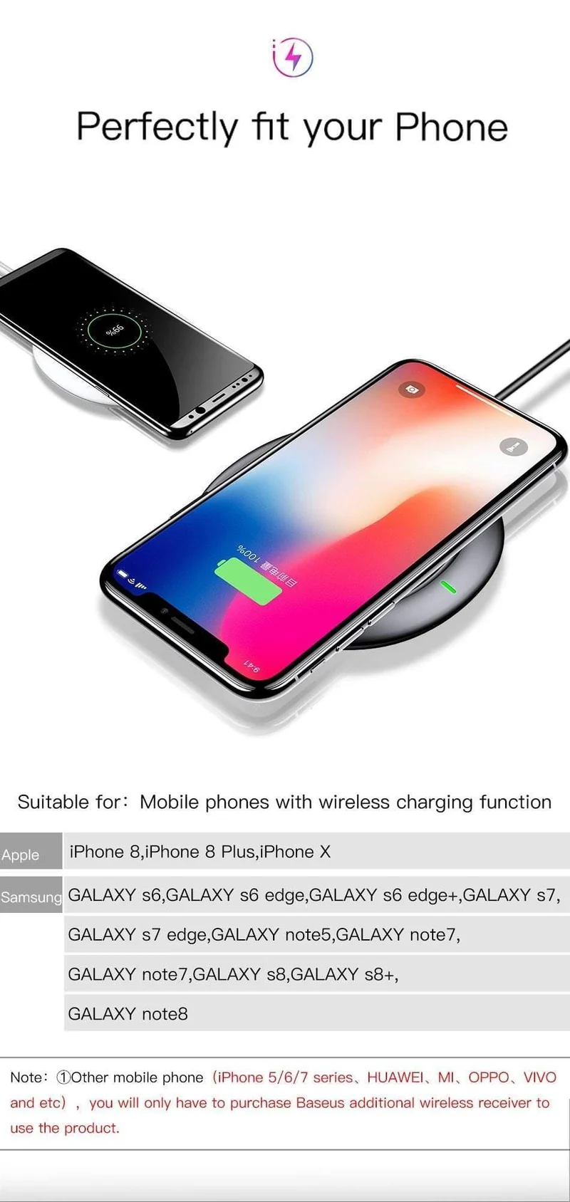 Baseus UFO Wireless Charger für iPhone X 8 Samsung Note8 S9 S8 Handy 10W Qi Wireless Charger Schnellladepad